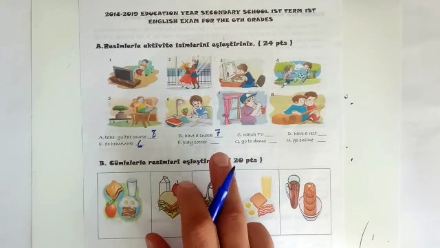 6. Sınıf İNGİLİZCE 1. Dönem 1. Yazılı Soruları ve Çözümü 2019 (%99 Çıkabilir )