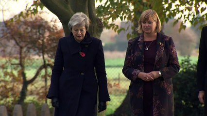 Prime Minister Theresa May lays wreath to mark WW1 Centenary