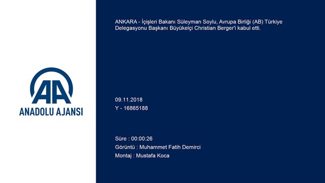 İçişleri Bakanı Soylu, AB Türkiye Delegasyonu Başkanı Berger'i kabul etti - ANKARA