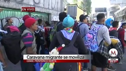 Migrantes caminan sobre Periférico Norte, buscan llegar a Querétaro