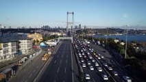 10 Kasım Atatürk Anma günü - 09.05'te 15 Temmuz Şehitler köprüsü - Havadan görüntüler - İSTANBUL