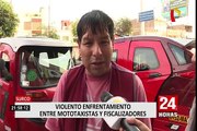 Surco: mototaxistas y fiscalizadores se enfrentaron violentamente