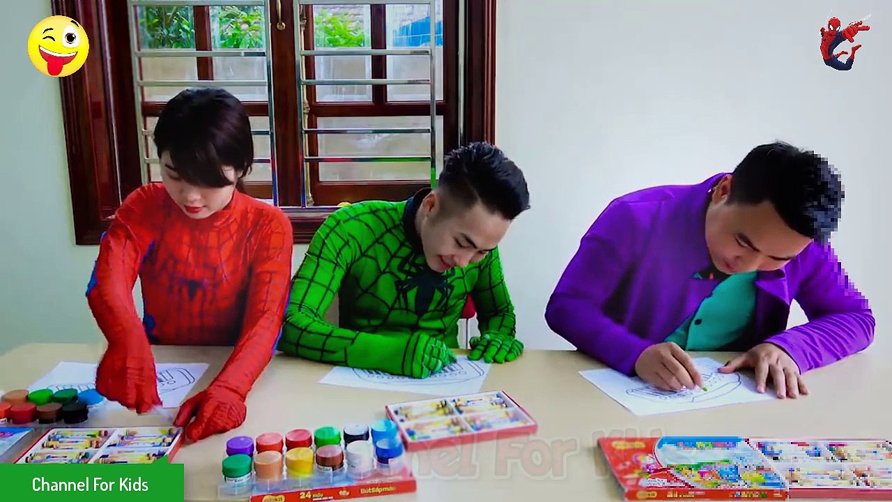 Siêu Nhân đi học, Người Nhện và Công Chúa Elsa đi học vẽ, học tô màu