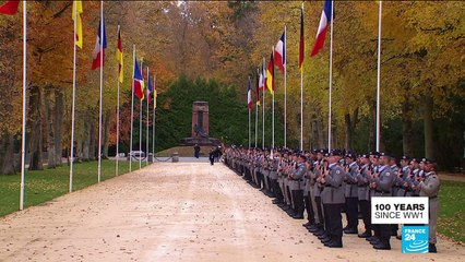 Macron and Merkel mark armistice centenary at Compiègne