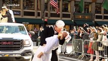 Famous V-J Day Times Square kiss re-enacted during annual NYC Veterans Day parade