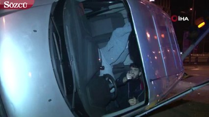 Araçta sıkışan sürücü Kapat Allahıma parçalarım