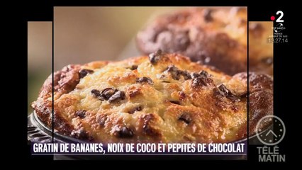Gourmand - Gratin de bananes, noix de coco et pépites de chocolat