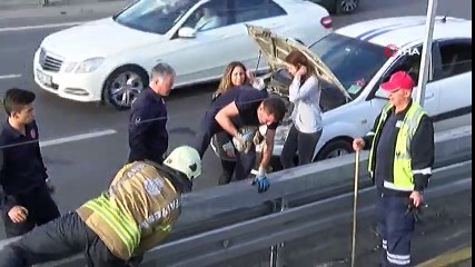 E-5’te Otomobil Motoruna Giren Kediyi İtfaiye Kurtardı