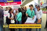 SJL: vecinos bloquean vías tras recorte de líneas por el Corredor Morado