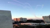 Gazze'den İsrail'e atılan roketlerin Demir Kubbe hava savunma sistemi tarafından vurulması - AŞKELON