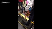 Harrowing moment two-year-old girl is rescued after getting fingers stuck in escalator