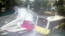 Beşiktaş'ta belediye otobüsü kaza yaptı: 9 yaralı - Güvenlik kamerası - İSTANBUL