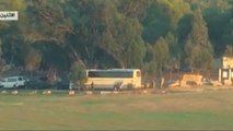 ویدئو؛ حمله راکتی حماس به اتوبوس نظامیان اسرائیلی