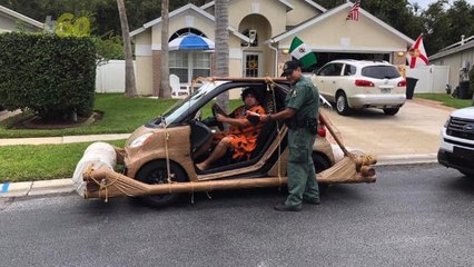 Police Mock 'Arrest' Florida Man Dressed as Fred Flintstone & 'Seize' His Footmobile