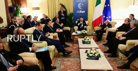 أول فيديو للقاء السيسى وقادة الدول المعنية بالأزمة الليبية