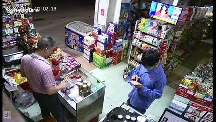Shop owner beats up man trying to rob him with knife