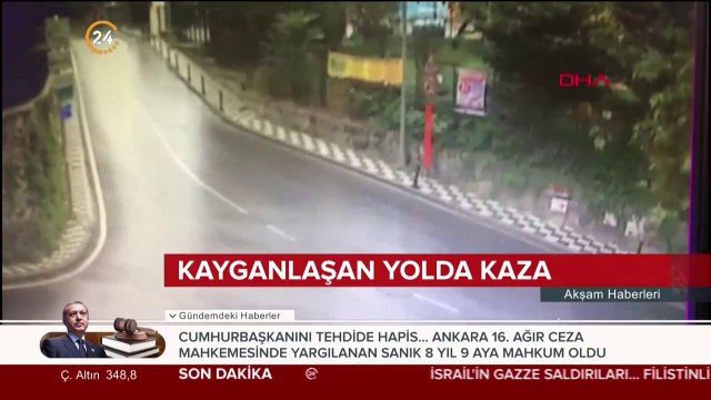 Kayganlaşan yolda kaza anı böyle görüntülendi