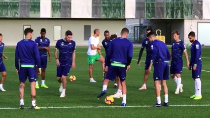 Entrenamiento del Betis tras la victoria ante el Barça en el Camp Nou