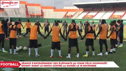 Video herunterladen: Eliminatoires CAN 2019 : Séance d’entraînement des Éléphants au stade FHB avant le match contre la Guinée le 18 Novembre