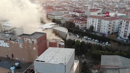 Metruk Tül Fabrikasındaki Yangın Havadan Görüntülendi