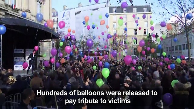 Relatives, survivors pay tributes at Paris Bataclan attack site