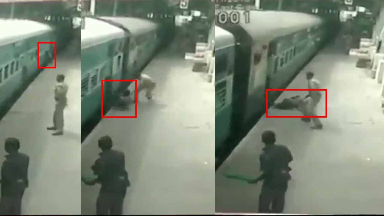 VIDEO: दरवाजे और स्टेशन के बीच में फंसा शख्स, आ...