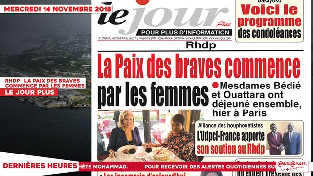 Le Titrologue du 14 Novembre 2018 : RHDP, La paix des braves commence par les femmes