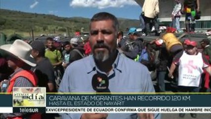 Download Video: México: primera caravana de migrantes arriba a Nayarit rumbo a EE.UU.