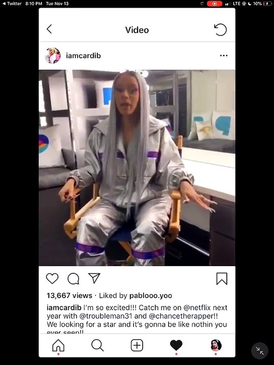 Cardi B turns UP in her announcement video about Netflix hip hop competition series with T.I. and Chance The Rapper and gives haters a message
