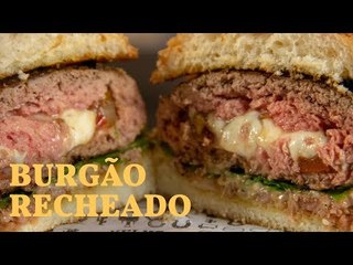 Hamburguer recheado  com pimentoes caramelizados