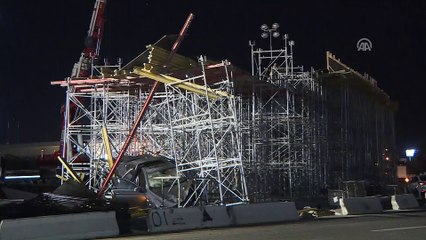 Başkentte otomobil köprü inşaatı iskelesine çarptı - ANKARA