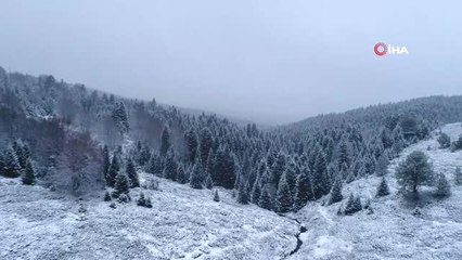 Uludağ'da Kartpostallık Kar Manzaraları Havadan Görüntülendi