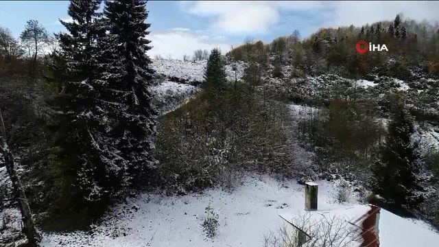Kar yağışı yerini güneşli havaya bıraktı...Kartpostallık kar manzarası havadan görüntülendi