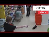 Otter was caught on CCTV wandering around a supermarket | SWNS TV