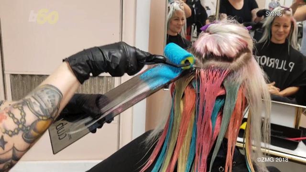 Hairstylist Takes Literal Paint Rollers to Hair for Gorgeous Rainbow Effect