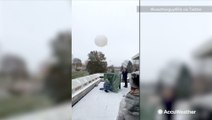 Meteorology students launch weather balloon