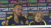 Neymar's son joins him at press conference