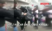 Liseli öğrenciler saç saça baş başa kavga etti