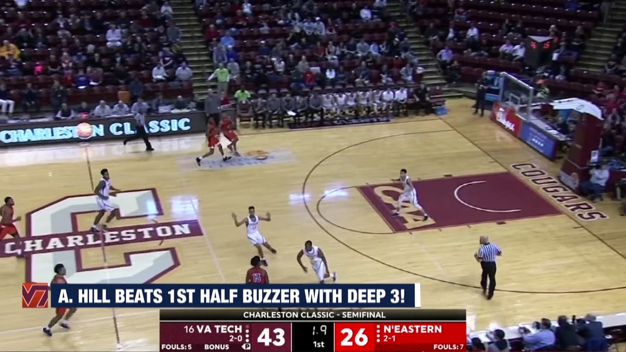 Virginia Tech's Ahmed Hill Hits Deep Buzzer-Beating 3 vs. Northeastern