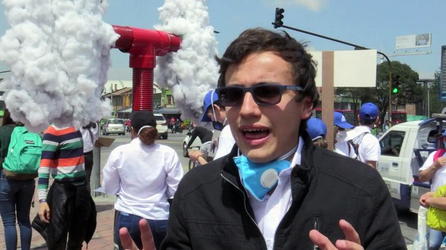 Colombians protest against air pollution in Bogota