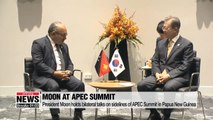 President Moon holds bilateral talks on sidelines of APEC Summit in Papua New Guinea