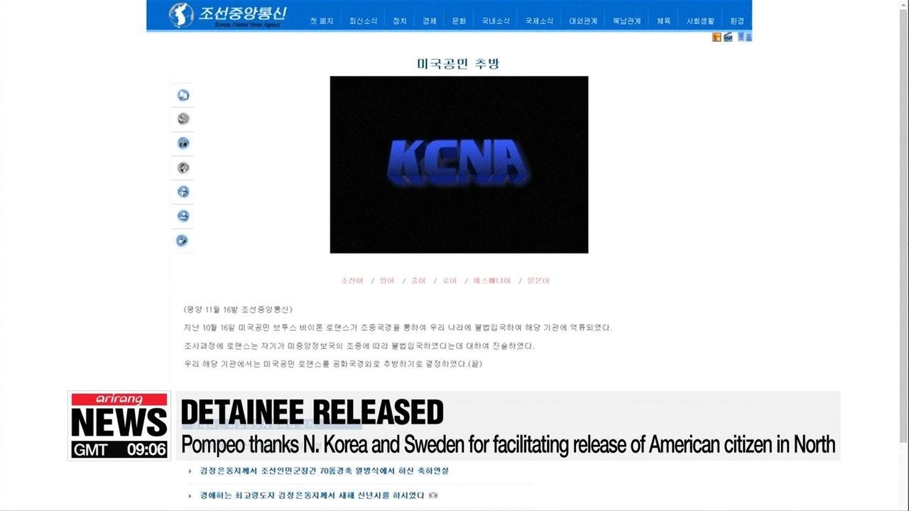Pompeo thanks North Korea and Sweden for facilitating release of American citizen in the North