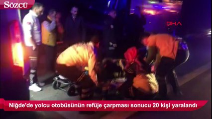 Otobüs refüje çarptı 20 kişi yaralı