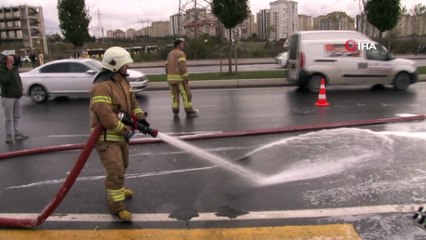 Kursiyerlerin ısınması için kurulan soba, otobüsü yaktı