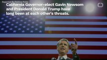 After A Year Of Back-And-Forth Sniping, California's New Governor And Trump Shake Hands