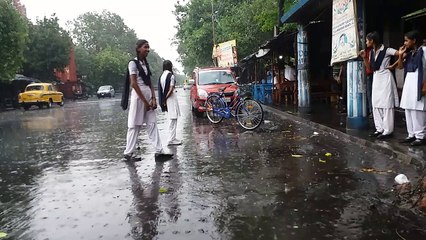 Raining in school leaving time