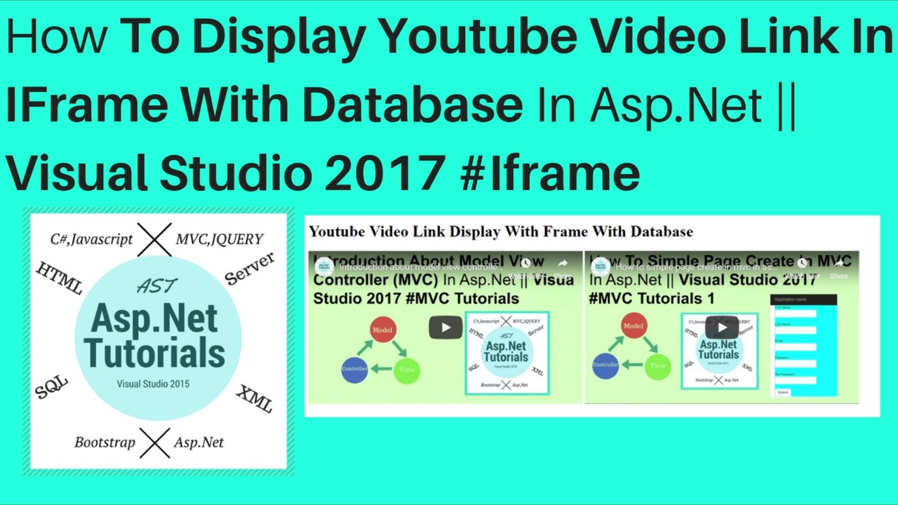 How to display youtube video link in iframe with database in asp.net || visual studio 2017 #iframe