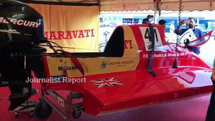 Minister Nara Lokesh at Speed Boat Driving in Vijayawada