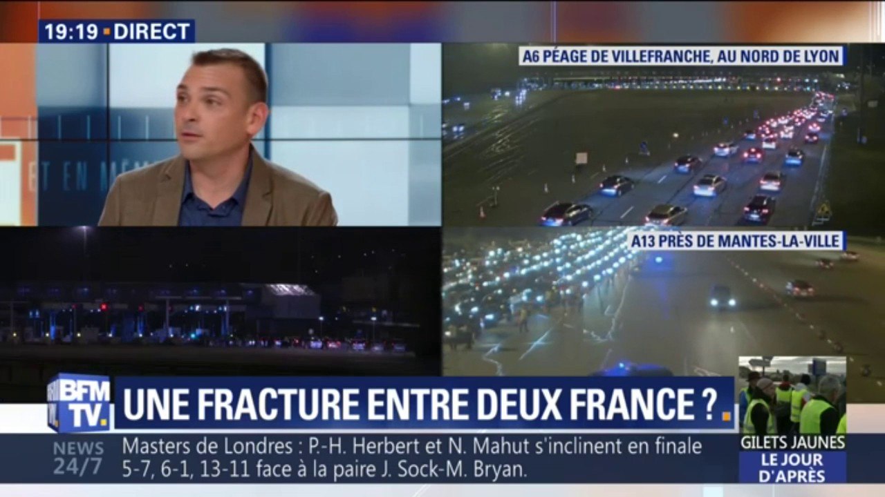 "Notre mouvement c'est la France périphérique, elle n'est pas gauche elle n'est pas de droite elle galère" explique ce gilet jaune