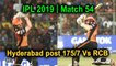 IPL 2019 | Match 54 | Hyderabad post 175/7 Vs RCB